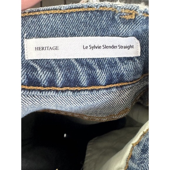 Frame Denim Heritage Le Sylvie Slender Straight Jeans High Rise Med Wash Sz 23 - Picture 14 of 15
